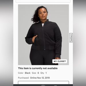 Lululemon Non Stop Bomber Jacket